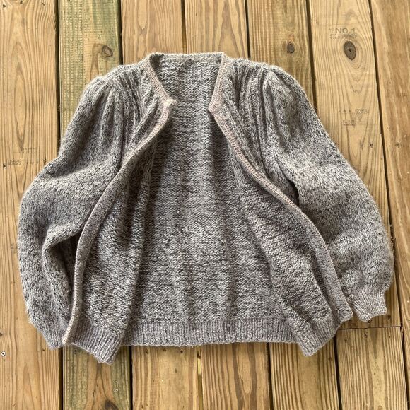 Vintage 1980s Handwoven Wool Cardigan - Open Front - Puff Shoulders - Picture 2 of 13